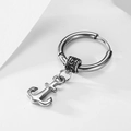 Retro roestvrijstalen oorring met ankerhanger en vintage gegraveerde texturen - Zilver