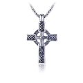 Collana con pendente a croce celtica retrò in acciaio inossidabile con motivi a nodi - Set Collana con Ciondolo