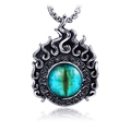 Collar con colgante de ojo de dragón gótico con piedra mística y marco de llamas - Colgante Ojo del Diablo Solo (Sin Cadena)