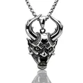 Collana con ciondolo a maschera di guerriero in acciaio inossidabile argento vintage - Ciondolo Testa di Toro