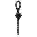 Orecchino nero in acciaio inox con ciondolo a rombo geometrico e frangia di catena - Diamante Nero
