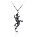 Collana con pendente a geco 3D gotico in acciaio inossidabile su sfondo bianco - Solo Ciondolo (Senza Catena)
