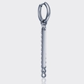 Orecchino pendente minimalista in acciaio al titanio con barra lucida e catena sottile - Stile Barra Lunga Pendente / Colore Acciaio Argento Asta Lunga