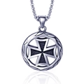 Collier avec pendentif croix de fer rétro pour hommes et chaîne box en acier inoxydable - Croix