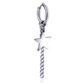 Punk style stainless steel star earring with long cross chain on white background - Five-pointed Star (Silver)
