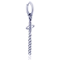 Retro stainless steel hoop earring with hollow flower pendant and hanging chain - Four-leaf Flower Steel Color