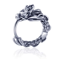Retro dragon-shaped stainless steel hoop earring for men in antique silver finish - Antique Silver Dragon Head