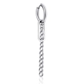 Minimalistische Silberne Hip Hop Kette Ohrringe mit langem Quasten Anhänger Poliert - Lange ovale Kette - Stahlfarbe