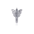 Vintage Schmetterling Ohrstecker in Silber mit weißen Strasssteinen im Hip-Hop-Stil für Herren - Schmetterlingsstil (Antiksilber)