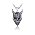 Colgante calavera de demonio gótico en plata vintage con detalle de cruz - Solo Colgante (Sin Cadena)