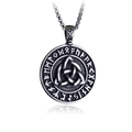 Collana vichinga nordica con nodo celtico in acciaio inox e ciondolo a cerchio runico - Collana Pendente San Cristoforo