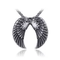 Gothic punk angel wing pendant necklace in vintage silver finish stainless steel - Pendant Only (Without Chain)