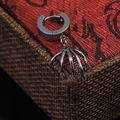 Gothic punk skull hand drop earrings in gun black stainless steel for men and women - Single Earring - Ghost Hand Clip Style (Steel Color)