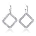 Pendientes de rombo plateados con circonitas brillantes para un estilo de fiesta - Plateado