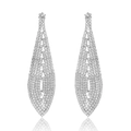 Orecchini a pendente in argento con frange di cristallo e design geometrico - Argento