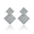 Orecchini geometrici in argento con rombi sovrapposti e strass bianchi brillanti - Argento