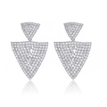 Eleganti orecchini a triangolo in argento con cristalli bianchi brillanti su bianco - Argento