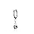Orecchini a cerchio in argento S925 con pendenti a disco con incisione vintage - Color Acciaio
