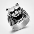 Anillo vintage de acero inoxidable para hombre con cabeza de oso rugiente punk - 18# / Plata Antigua