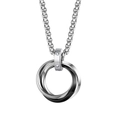 Collana con pendente a tre anelli intrecciati e dettagli in cristallo in argento e nero - Ciondolo Trinity Con Catena / 60CM / Nero