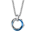 Collana con pendente a tre anelli intrecciati argento e blu con catena a scatola lucida - Ciondolo Trinity Con Catena / 60CM / Blu