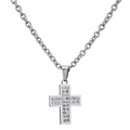 Hip hop silver stainless steel cross pendant necklace with sparkling cubic zirconia crystals - Cross Pendant (With Chain)