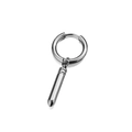 Macro detail of silver stainless steel bullet drop earring with smooth metallic finish - Single Piece / Silver