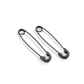 Pair of matte black safety pin earrings in punk style made of stainless steel - Black