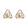 Orecchini geometrici a triangolo dorati con cristalli brillanti e decorazione di perle eleganti - Oro