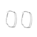Elegant geometric silver double-layered hexagonal hoop earrings with platinum plating - Silver