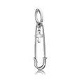 Boucle d'oreille épingle de sûreté avec pendentif croix en argent poli brillant - Argenté