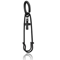 Boucles d'oreilles épingle de sûreté en acier inoxydable noir avec pendentif croix - Noir