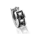 Orecchini quadrati in acciaio inossidabile con stelle d'argento su superficie nera - Argento Antico