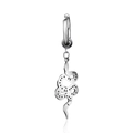 Minimalist punk style stainless steel snake hoop earring with gothic drop pendant - Antique Silver
