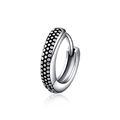 Minimalist silver stainless steel hoop earrings with black polka dot pattern for women - Silver