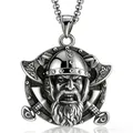 Vintage stainless steel viking warrior shield pendant with twin axes for men - Angel Warrior Shield Pendant (With Chain)