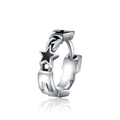 Minimalistische zilveren roestvrijstalen oorringen met zwarte emaille sterren - Vijfpuntige Ster Stijl (A1031-17) / Zilver