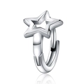 Orecchini a cerchio minimalisti in acciaio inox argento con stella a cinque punte - Pezzo Singolo / Argento
