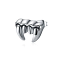 Polished stainless steel dragon fang earrings with a minimalist punk gothic aesthetic - Single Piece / Silver