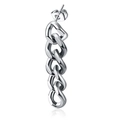 Minimalist silver stainless steel drop earrings with Cuban chain link design for women - Silver
