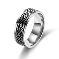 Anello vintage in acciaio inossidabile da uomo con motivi geometrici e finitura retrò - 19# / Argento Antico