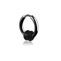 Minimalist black stainless steel hoop earring with two sliding cylinder charms - Double UFO Charm Pierced / Black