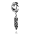 Silver bullet pendant clip-on earring with spiral texture in vintage industrial style - Non Pierced Ear Clip Bullet