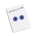 Blue evil eye magnetic stud earrings with glitter finish on a white display card - 6mm Blue Eye