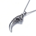 Collana da uomo con pendente a dente di lupo in acciaio inossidabile e dettagli totem tribal - Stile Dente di Lupo (Con Catena)