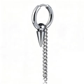Orecchino in acciaio inox con ciondolo a cono e catena a nappa in stile punk rock - Colore Acciaio Stile con Fibbia