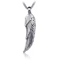 Retro hip hop wing pendant necklace in oxidized stainless steel for men - Double-Sided Wing (With Chain)
