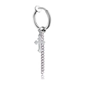 Orecchino a clip in acciaio argento con pendente a croce e catena lunga pendente - Orecchini a clip / Color Acciaio