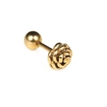 Boucle d'oreille rose dorée en acier titane avec fermoir à vis pour un look chic - Doré