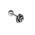 Boucle d'oreille rose argentée vintage en acier titane hypoallergénique pour femme - Couleur Acier